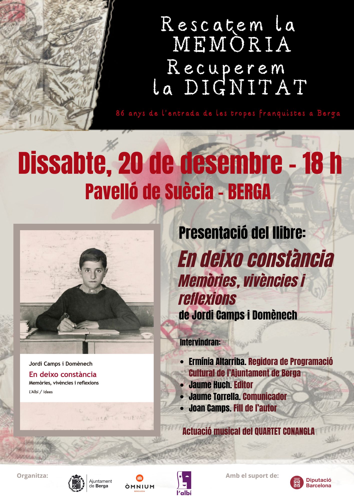 Presentaci&oacute; liter&agrave;ria: "En deixo const&agrave;ncia. Mem&ograve;ries, viv&egrave;ncies i reflexions"