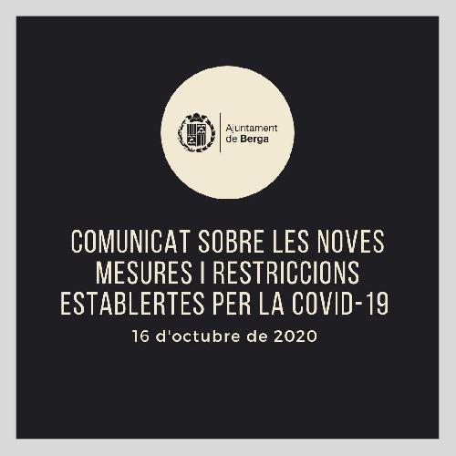 Comunicat de l'Ajuntament de Berga sobre les noves mesures i restriccions establertes per la Covid-19 