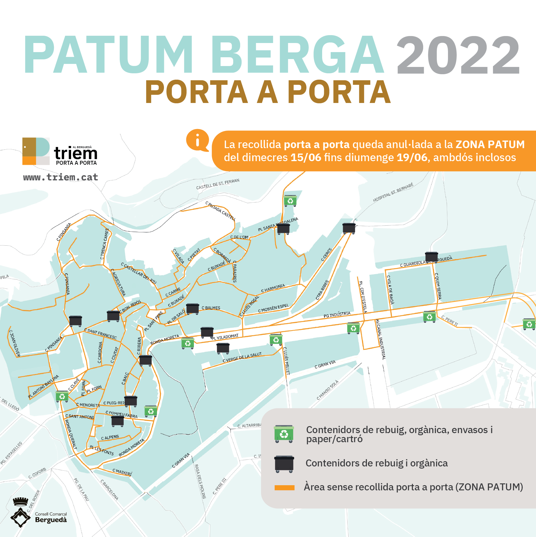 Mapa de la recollida de residus a la zona Patum 