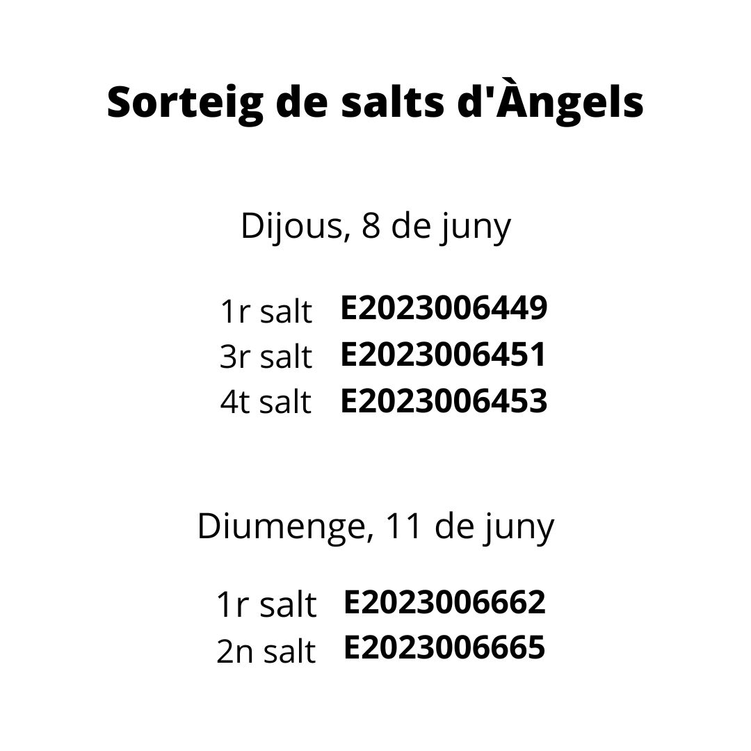 Resultat del sorteig de salts d'Àngels 