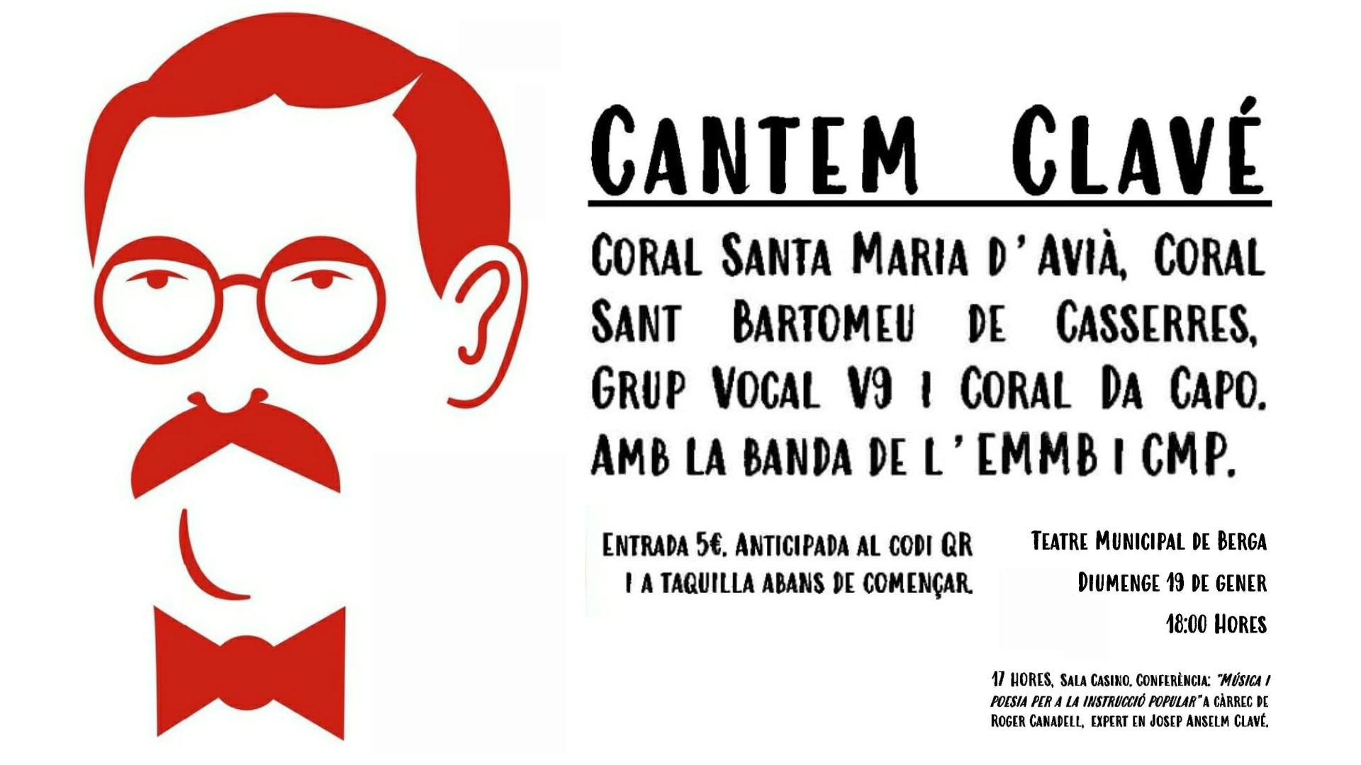 Cantem Clavé: Un homenatge a la música popular al Teatre Municipal de Berga